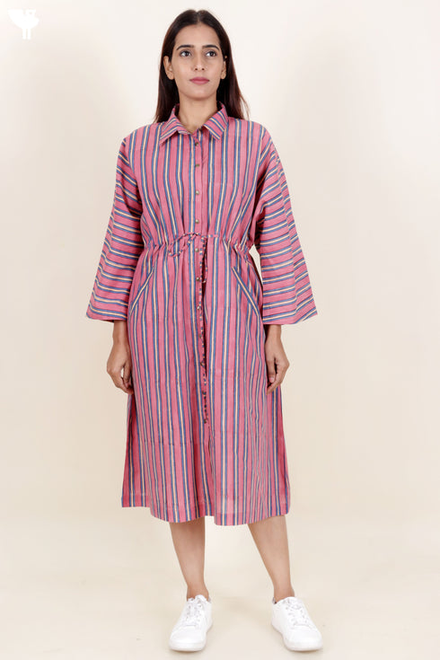 Cambric Cotton Dress In Block Print