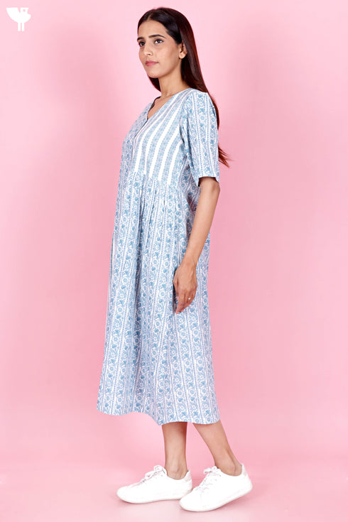 Cambric Cotton Dress In Floral Print