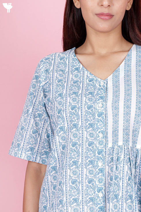 Cambric Cotton Dress In Floral Print