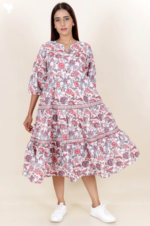 Cambric Cotton Dress With Floral Print
