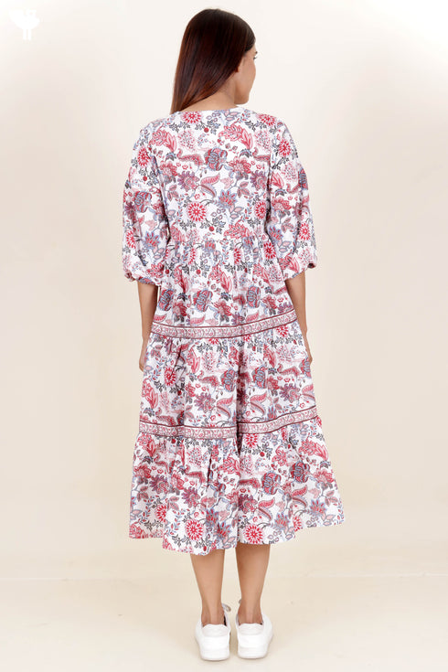 Cambric Cotton Dress With Floral Print
