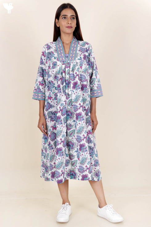 Cambric Cotton Dress With Floral Print