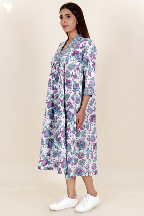 Cambric Cotton Dress With Floral Print