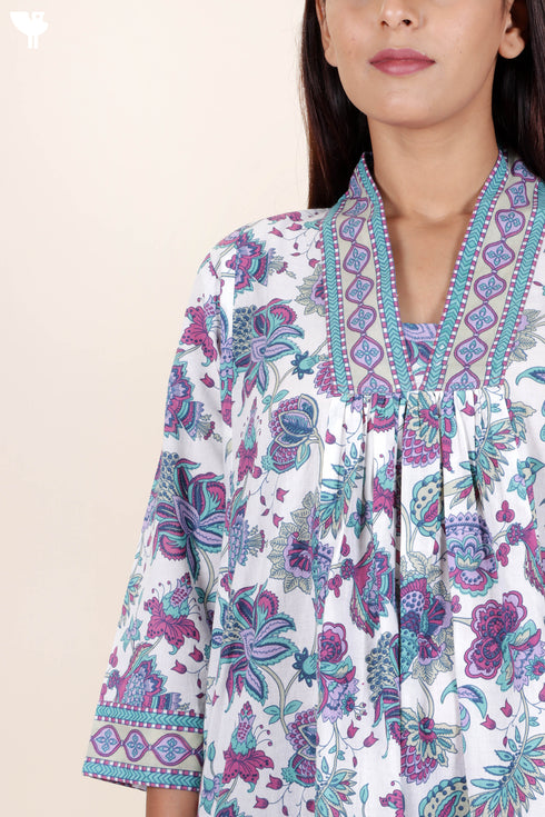 Cambric Cotton Dress With Floral Print