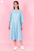 Cambric Cotton Dress In Floral Block Print