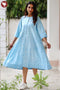 Cambric Cotton Dress In Floral Block Print