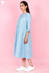 Cambric Cotton Dress In Floral Block Print