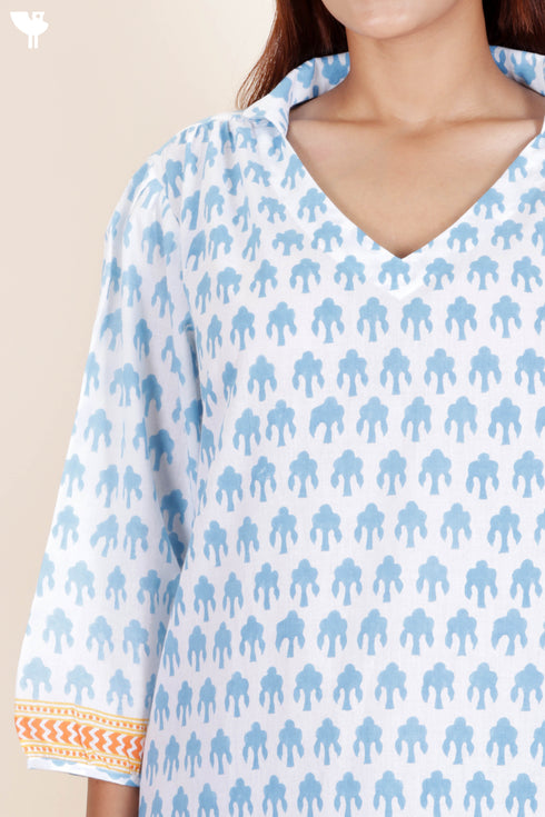 Cambric Cotton Dress In Block Print