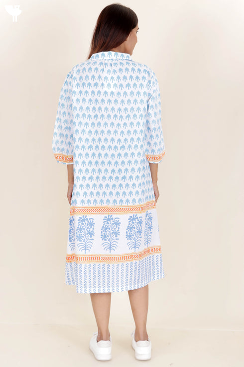 Cambric Cotton Dress In Block Print