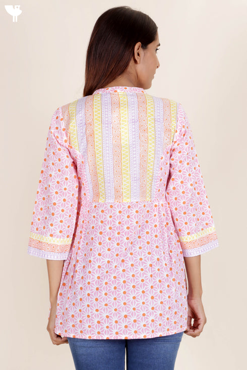 Cambric Cotton Top In Block Print