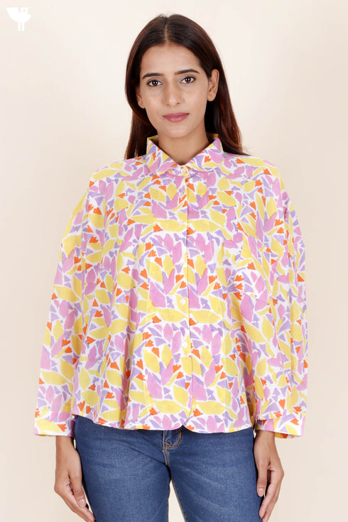 Cambric Cotton Shirt In Block Print