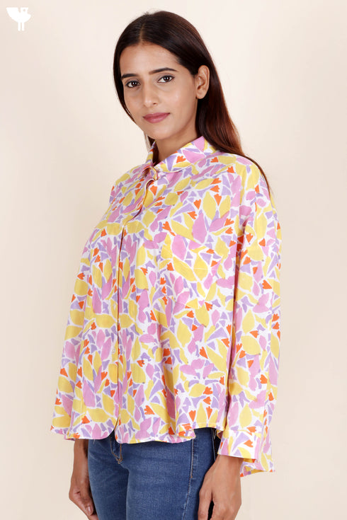 Cambric Cotton Shirt In Block Print