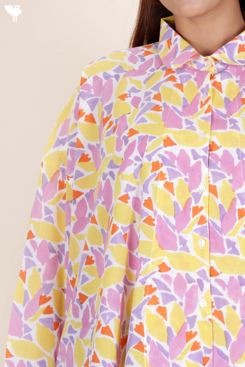 Cambric Cotton Shirt In Block Print