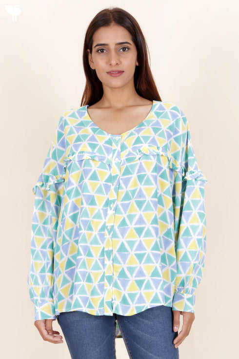 Rayon Slub Top In Block Print