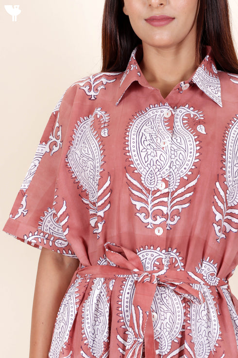 Cambric Cotton Dress In Block Print