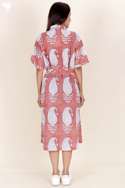 Cambric Cotton Dress In Block Print