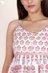 Cambric Cotton Strappy Dress With Block Print