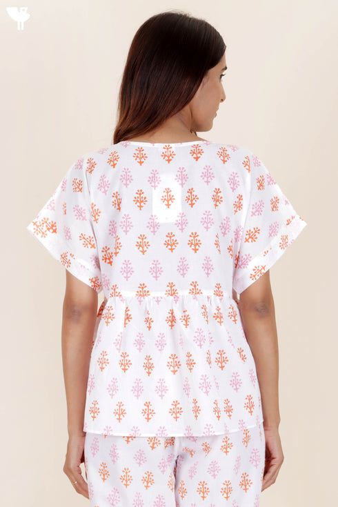 Cambric Cotton Top In Block Print