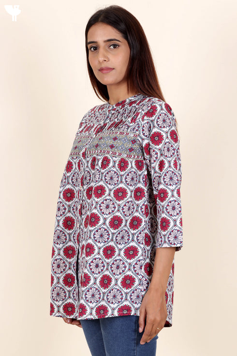 Cambric Cotton Top In Floral Print
