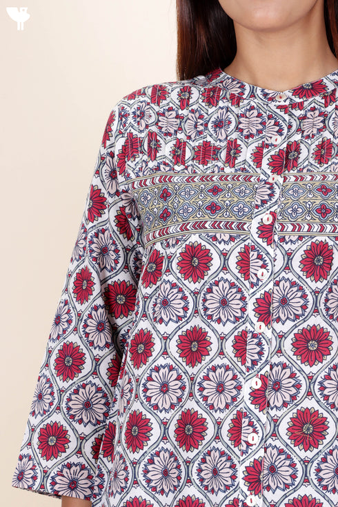 Cambric Cotton Top In Floral Print