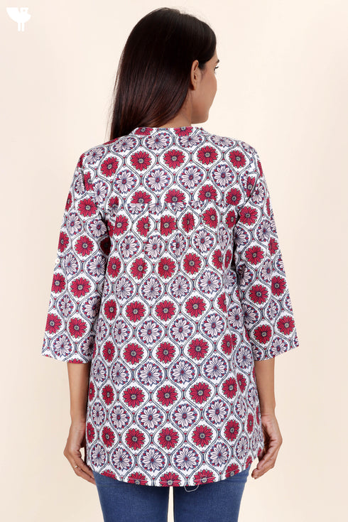 Cambric Cotton Top In Floral Print