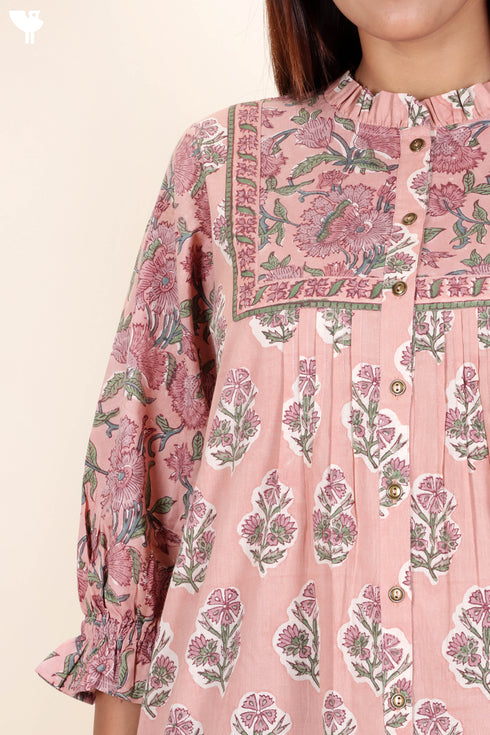 Cambric Cotton Top In Block Print