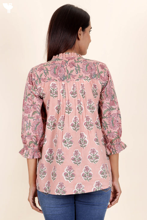 Cambric Cotton Top In Block Print