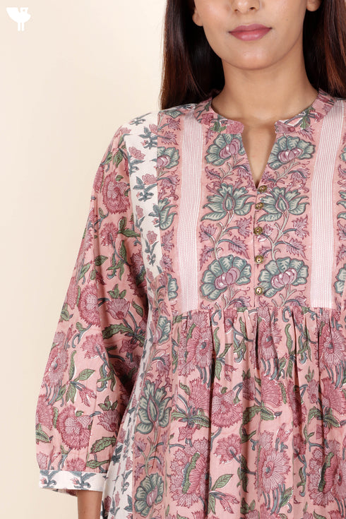 Cambric Cotton Top In Block Print