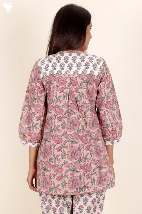 Cambric Cotton Top In Block Print