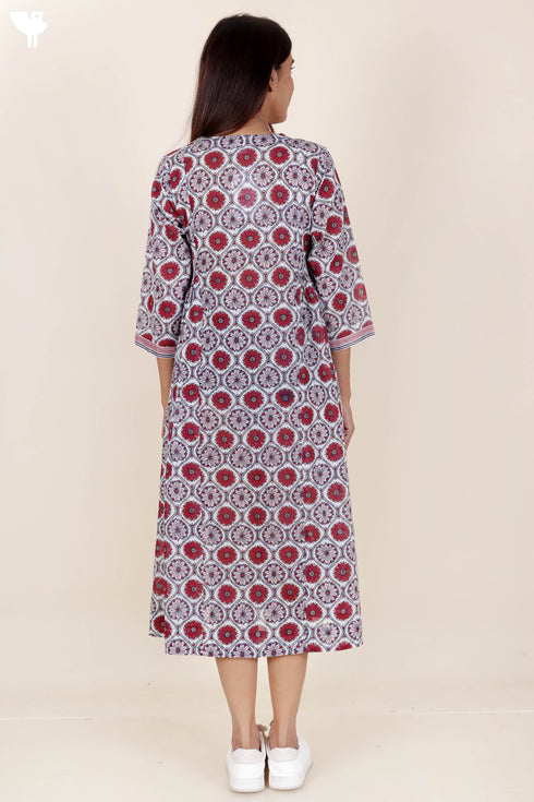 Mulmul Cotton Dress In Floral Print