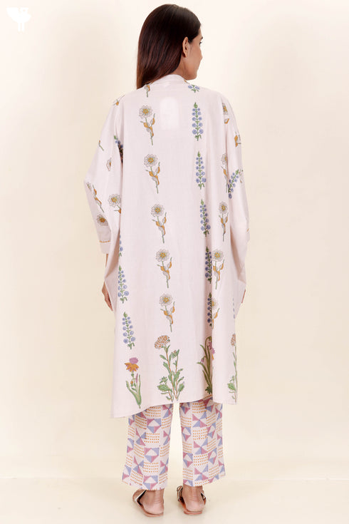 Cambric Cotton Kurta In Floral Block Print