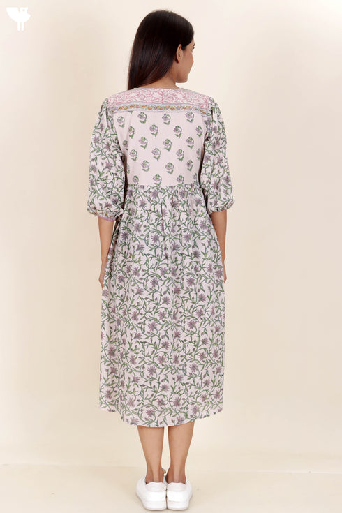Crepe Cotton Dress In Block Print