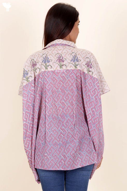Mulmul Cotton Poncho Top In Block Print