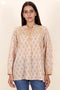 Mulmul Cotton Pintucked Top In Block Print