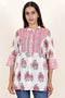 Mulmul Cotton Top In Floral Block Print