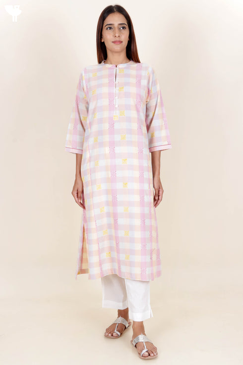 Khaadi Cotton Kurta In Checks