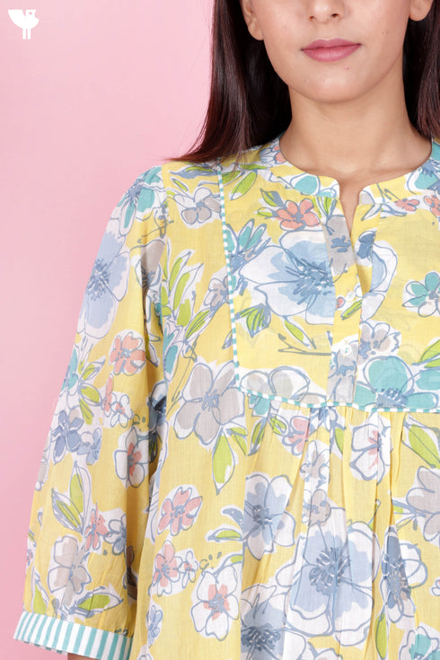 Mulmul Cotton Layered Dress In Floral Print