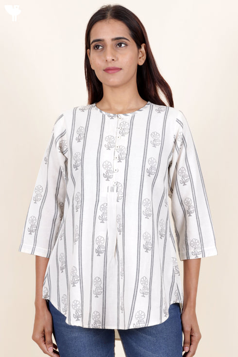 Khaadi Cotton Top With Block Print