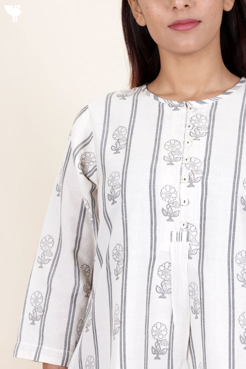 Khaadi Cotton Top With Block Print
