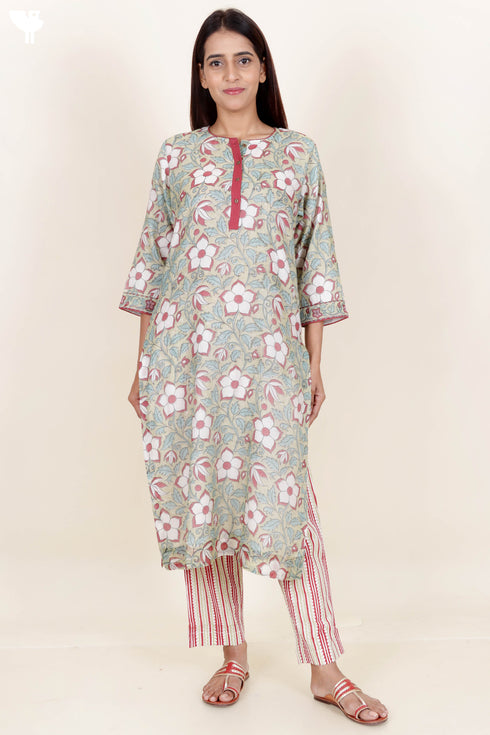 Chanderi Silk Kurta InBlock Print