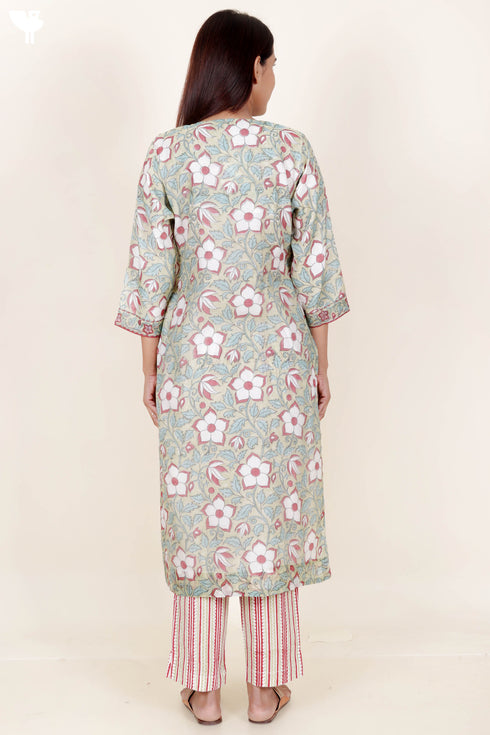 Chanderi Silk Kurta InBlock Print