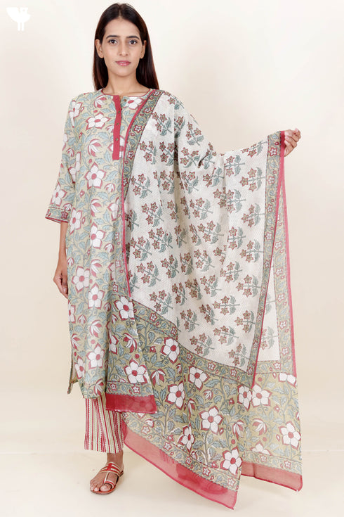 Chanderi Silk Kurta InBlock Print