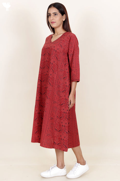 Khaadi Cotton Dress in Paisley Block Print