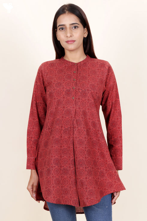 Khaadi Cotton High-Low Shirt in Block Print