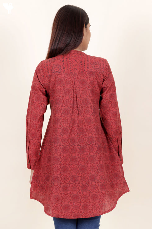 Khaadi Cotton High-Low Shirt in Block Print