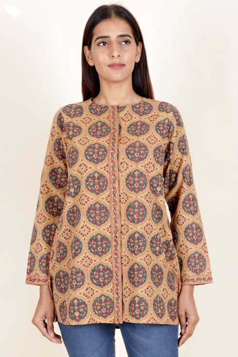 Khaadi Cotton Mandarin Top In Block Print