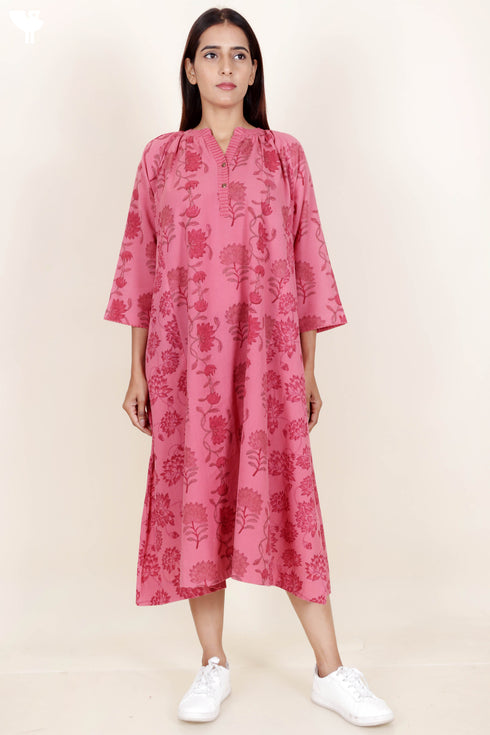 Khaadi Cotton Kurta With Floral Block Print