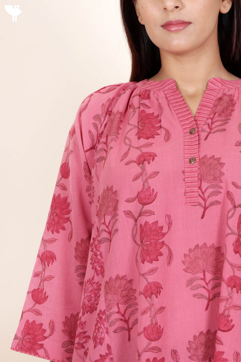 Khaadi Cotton Kurta With Floral Block Print