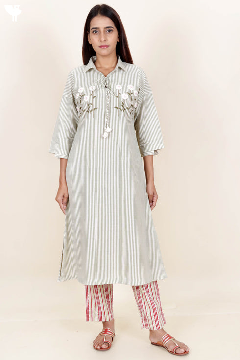 Khaadi Cotton Kurta with Embroidery