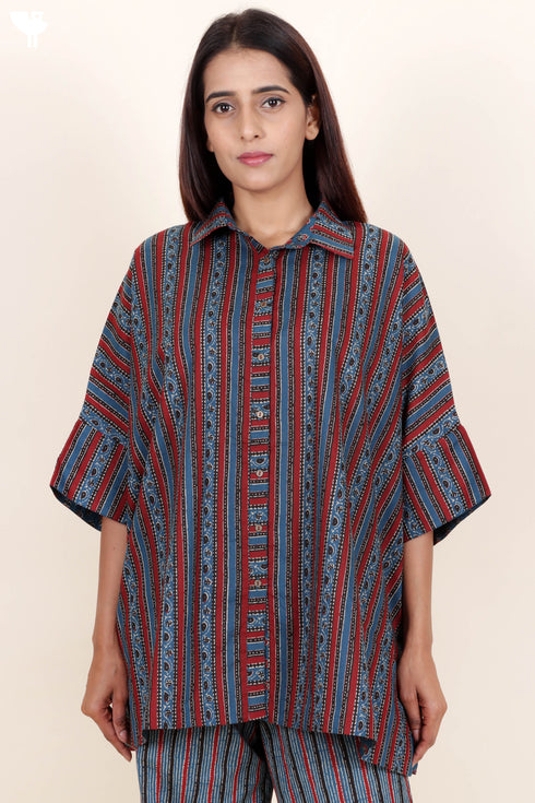Cambric Cotton Top In Block Print